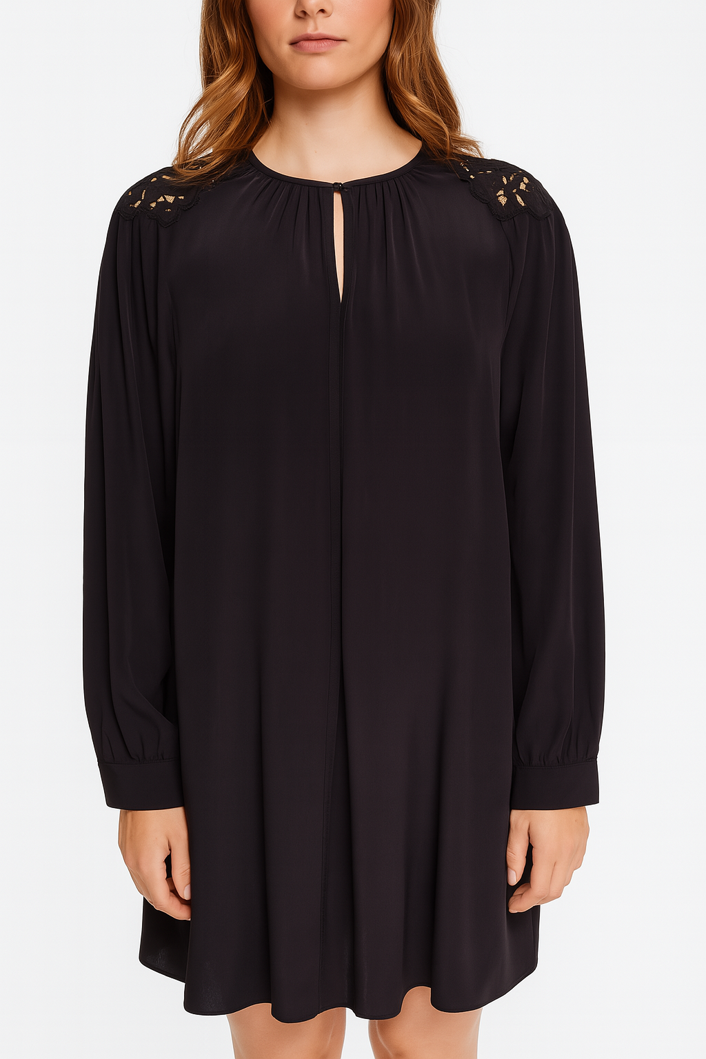Black Long-Sleeve Tunic Dress | Elegant & Versatile
